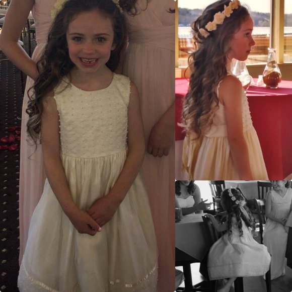 Cinderella Ivory Sleeveless Lace Flower Girl Dress - Picture 8 of 8